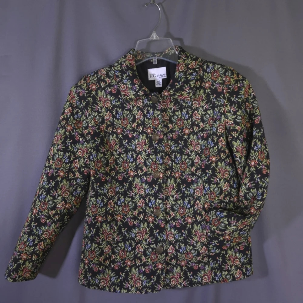 The Tog Shop Floral Tapestry Jacket Size 10P Cottage Core WhimsiGoth Vintage 90s
